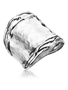 🆕 Women Silver Hammered Finish Vintage Design Rings Sterling Artisan Jewelry